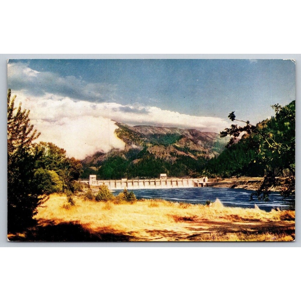 Vtg Bonneville Dam Postcard C222 Mike Roberts Kodachrome Columbia River OR/WA